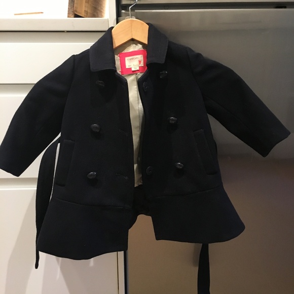 J.Crew Ruffle-Hem Wool Coat Size 2 Navy - Picture 7 of 8